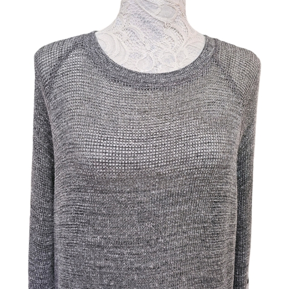 Eileen Fisher Gray Thermal Open Knit Crew Neck Long Sleeve Shirt Size Small - Picture 5 of 11